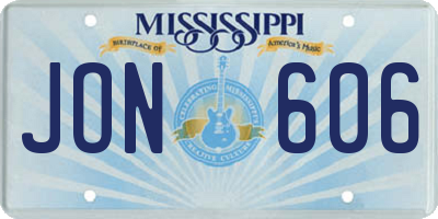 MS license plate JON606