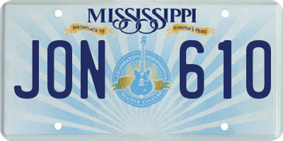MS license plate JON610