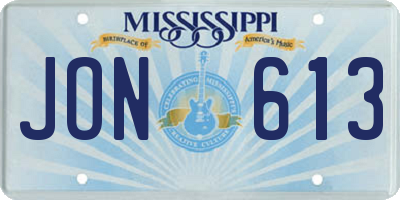 MS license plate JON613