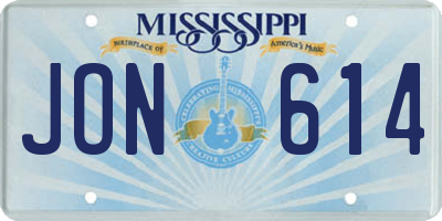MS license plate JON614