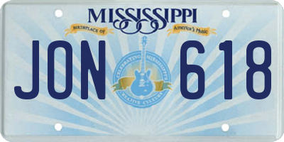 MS license plate JON618