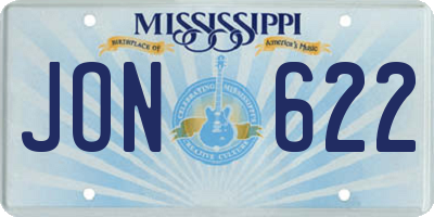 MS license plate JON622
