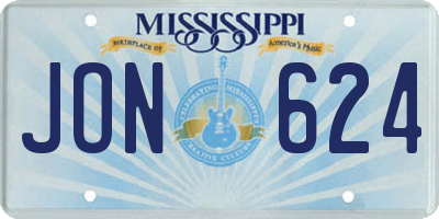 MS license plate JON624