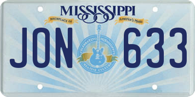 MS license plate JON633