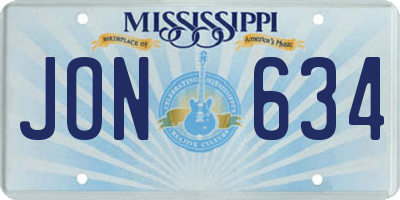 MS license plate JON634