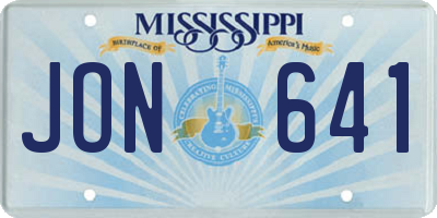 MS license plate JON641