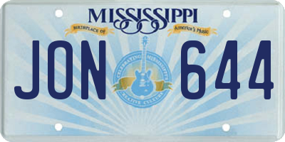 MS license plate JON644