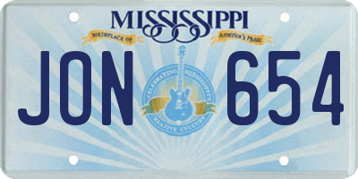 MS license plate JON654