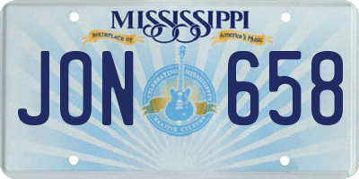 MS license plate JON658