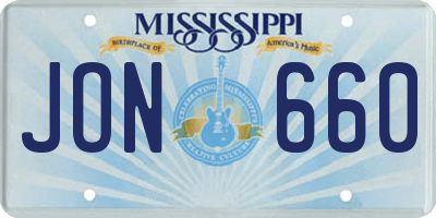 MS license plate JON660