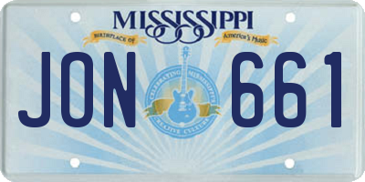 MS license plate JON661