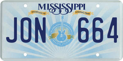MS license plate JON664