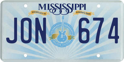 MS license plate JON674