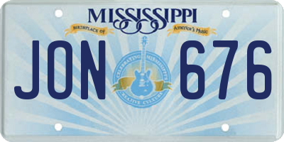 MS license plate JON676