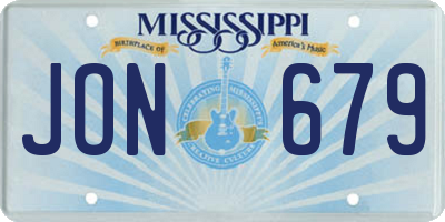 MS license plate JON679