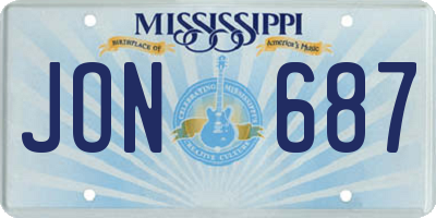MS license plate JON687
