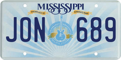 MS license plate JON689