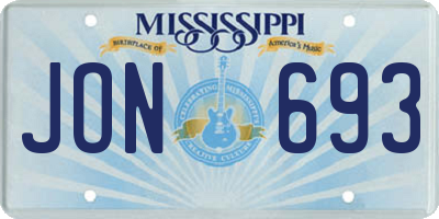 MS license plate JON693