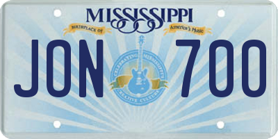 MS license plate JON700