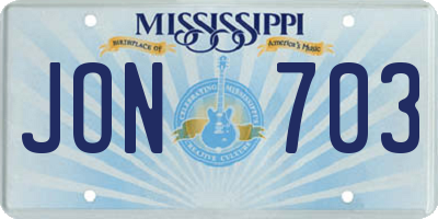 MS license plate JON703