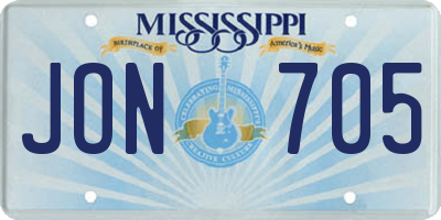 MS license plate JON705