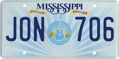 MS license plate JON706