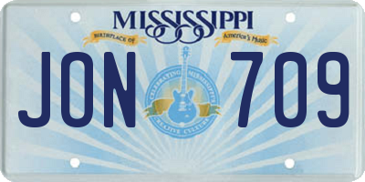 MS license plate JON709