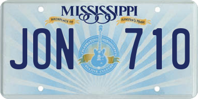 MS license plate JON710
