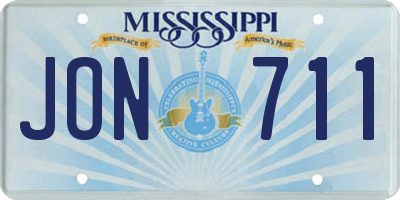 MS license plate JON711