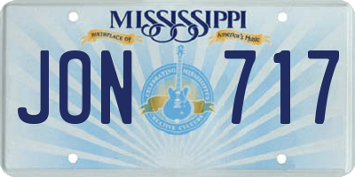 MS license plate JON717