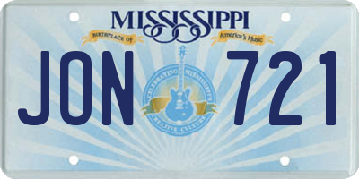MS license plate JON721