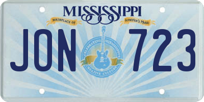 MS license plate JON723