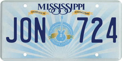 MS license plate JON724