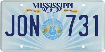 MS license plate JON731