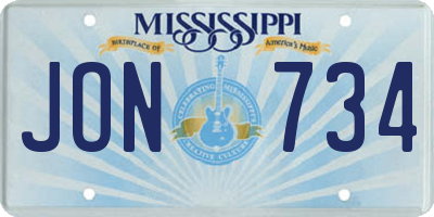 MS license plate JON734