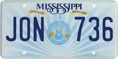 MS license plate JON736