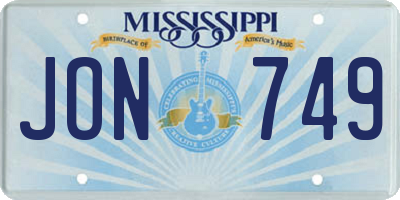 MS license plate JON749