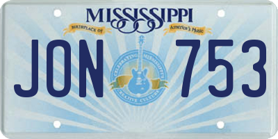 MS license plate JON753
