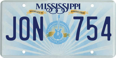 MS license plate JON754