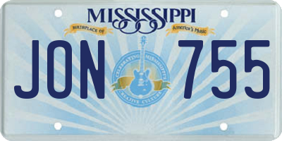 MS license plate JON755