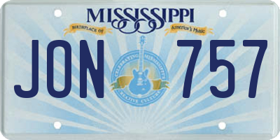 MS license plate JON757