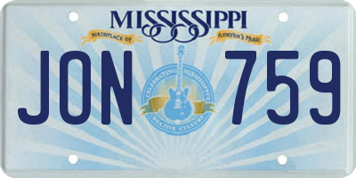 MS license plate JON759