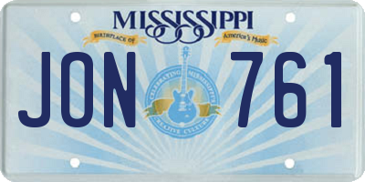 MS license plate JON761