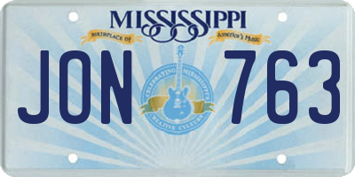 MS license plate JON763