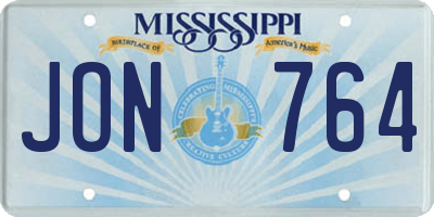 MS license plate JON764