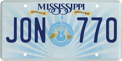 MS license plate JON770