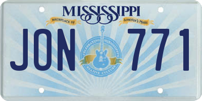 MS license plate JON771