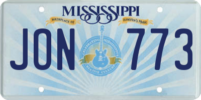 MS license plate JON773