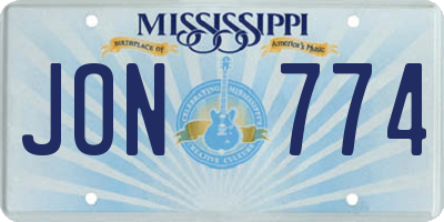 MS license plate JON774