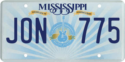 MS license plate JON775